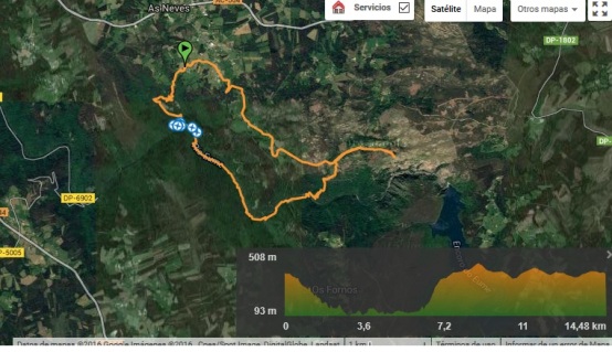 mapa da ruta A Capela-Caaveiro-Teixido-A Capela
